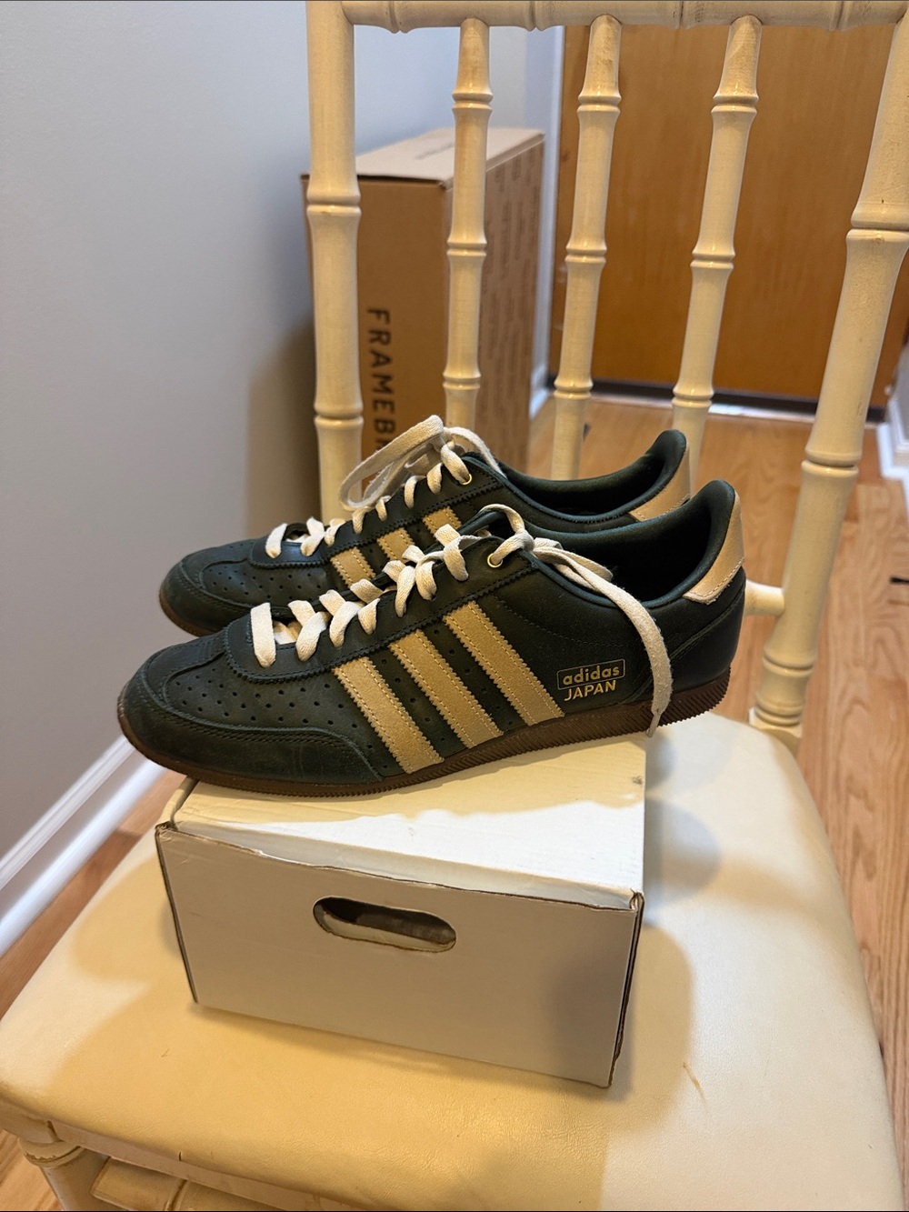 adidas Japan Sneakers in Green and Cream Stripes